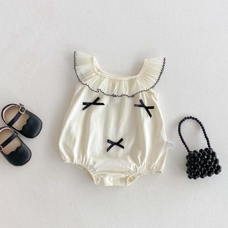 Baby Summer Outfit Little Fragrance Style Bodysuit with Lace Collar Princess Romper for 100 Days and First Birthday Onesie