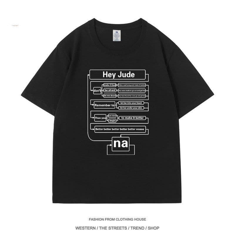 Beatles hey jude lyrics flow chart short sleeve men's and women's The Beatles the Beatles rock T-shirt