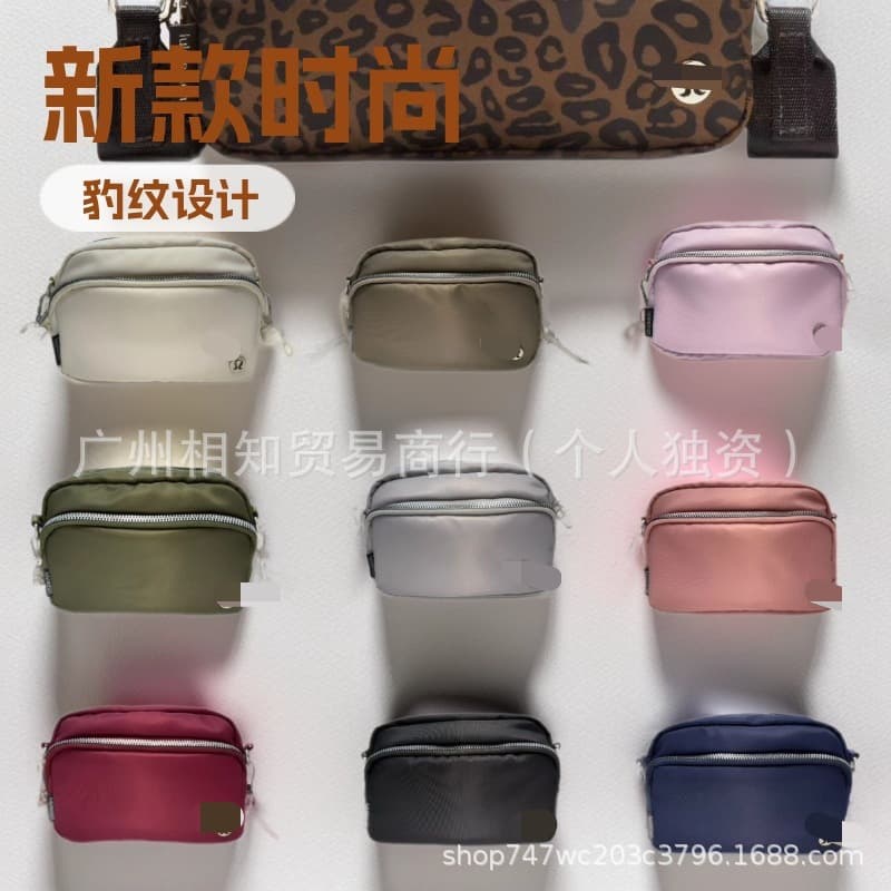 Lulu-style waist bag for men and women, outdoor waterproof sports phone bag, nylon trendy fashion yoga crossbody bag