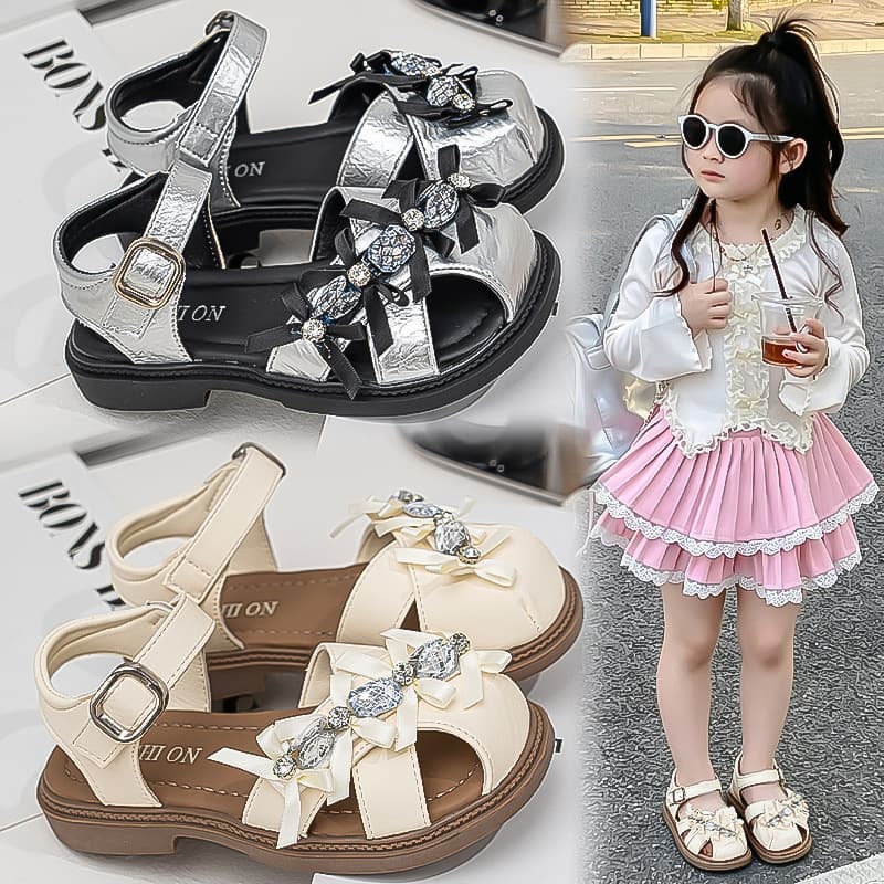 Children's Sandals 2026 Summer New Style Girls Fashion Flower Sandals Korean Princess Open Toe Soft Sole Beach Shoes Trendy