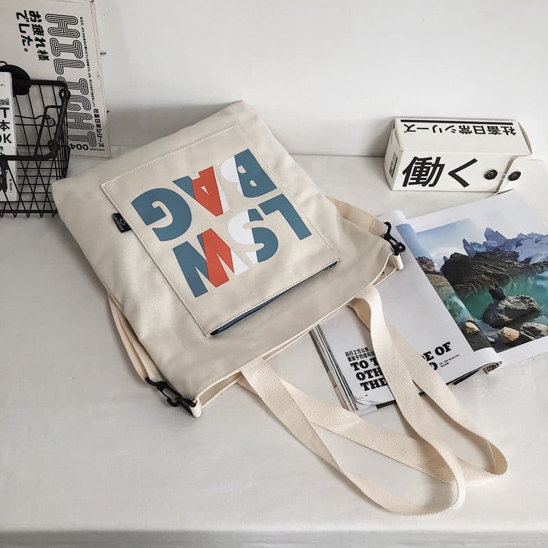 Trendy Men's Crossbody Canvas Bag Student Bag for College Classes Large Capacity Printed Book Bag Casual Versatile