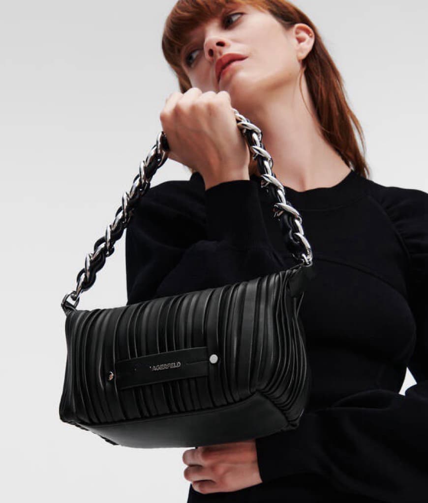 Karl Lagerfeld Authentic Japanese RPET Pleated Clasp Bag, Chinese Trend RPET Crossbody Bag