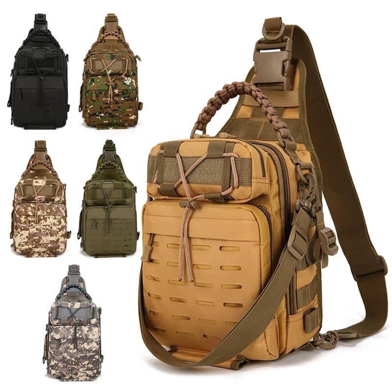 New Tactical Chest Bag for Men Outdoor Sports Hiking Fishing Crossbody Single Shoulder Bag Camo Lure Multifunctional Storage Bag