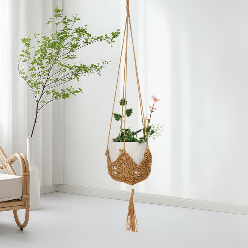 New Handwoven Hemp Rope Plant Pot Net Bag Creative Hanging Planter Basket for Indoor and Outdoor Decoration