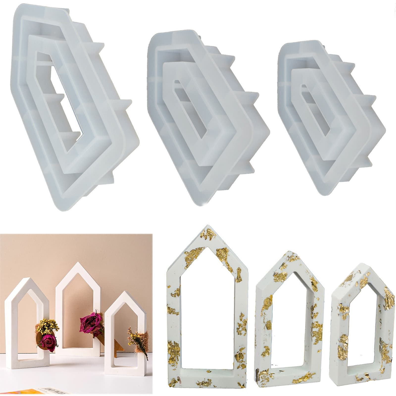 Easter Hollow House Aromatherapy Candle Silicone Mold Epoxy DIY 3D House Door Frame Plaster Ornament