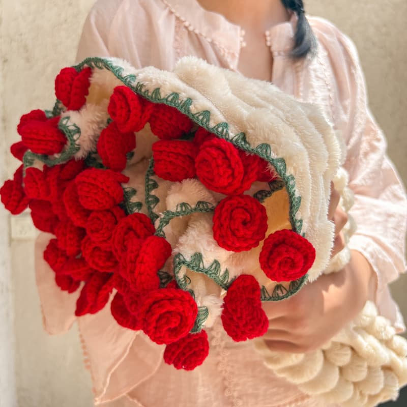 Xiaohongshu Recommended 2025 New Floral Embroidery Basket Cute Rose Bouquet Blanket Diameter 65cm Rose
