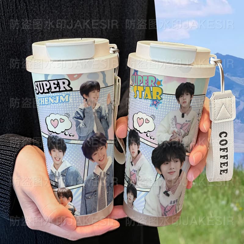 Yan Chen Junming Support Merch Thermos Cup 316 Stainless Steel Large Capacity Straw Water Bottle Car Coffee Cup for Men and Women