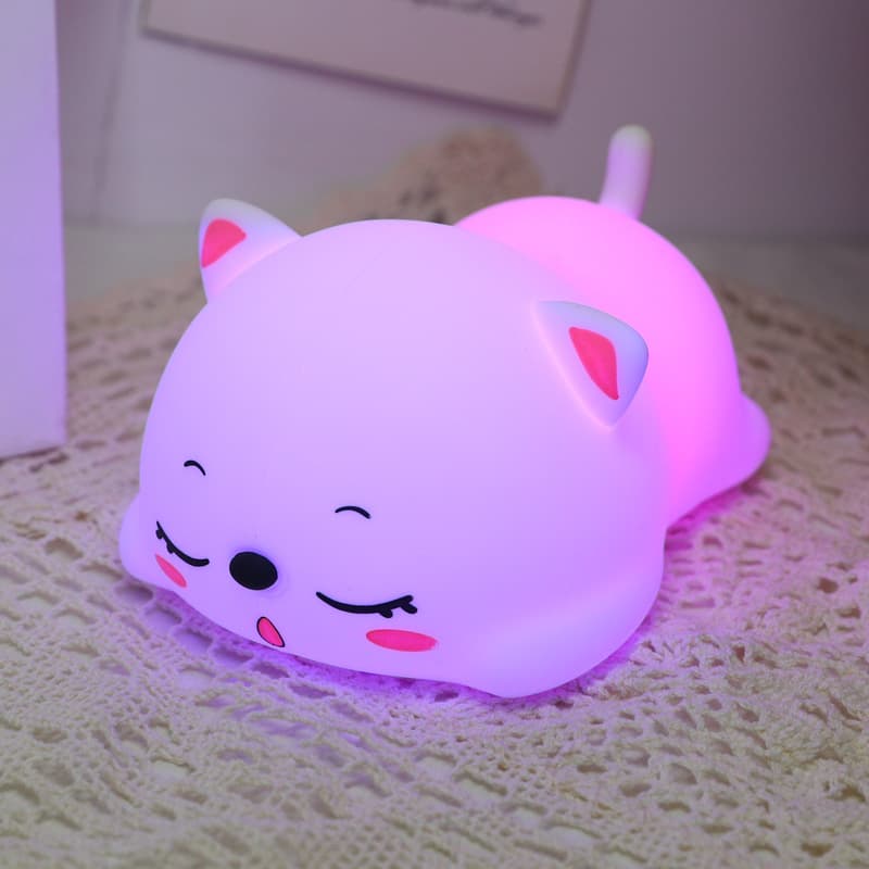 Cross-border Silicone Stress Relief Sensor Night Light, Bedside Desktop Atmosphere Lamp Ornament, Cute Cat Pat Light Creative Gift