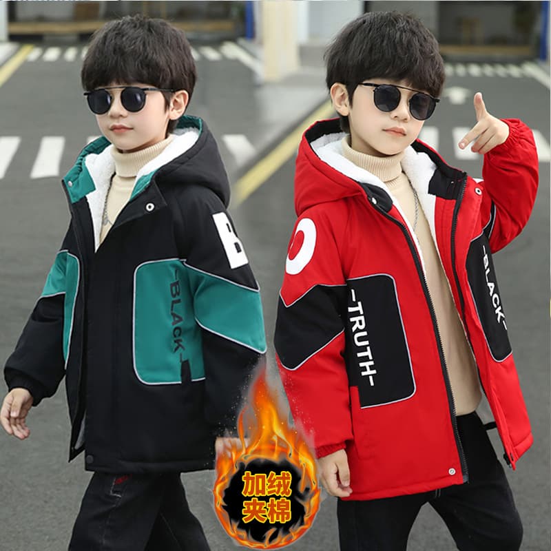Boys' Fleece-Lined Fashion Jacket Autumn Winter 2025 New Parka Kids Cotton Coat Thick Winter Outwear