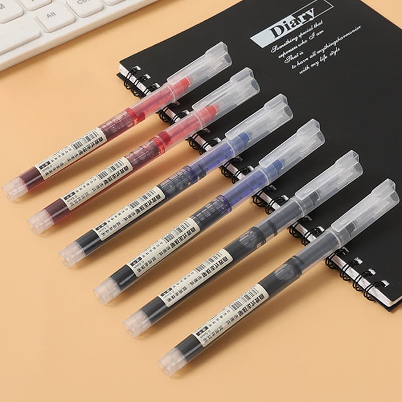 Direct Liquid Roller Pen for Student Exams, Black Full Needle Tube 0.5mm, Red Gel Pen, Quick-Dry Signing Pen