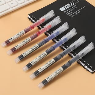 Direct Liquid Roller Pen for Student Exams, Black Full Needle Tube 0.5mm, Red Gel Pen, Quick-Dry Signing Pen