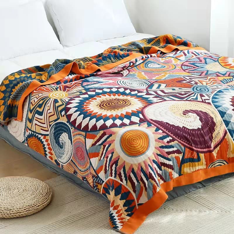 Minimalist gauze thickened all-cotton towel blanket single/double bed modern sofa blanket soft cartoon air-conditioning blanket summer cool