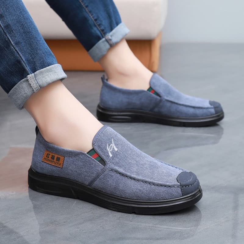 Spring Elderly Men's Shoes, Old Beijing Cloth Shoes for Middle-aged and Senior Men, Soft Sole Durable