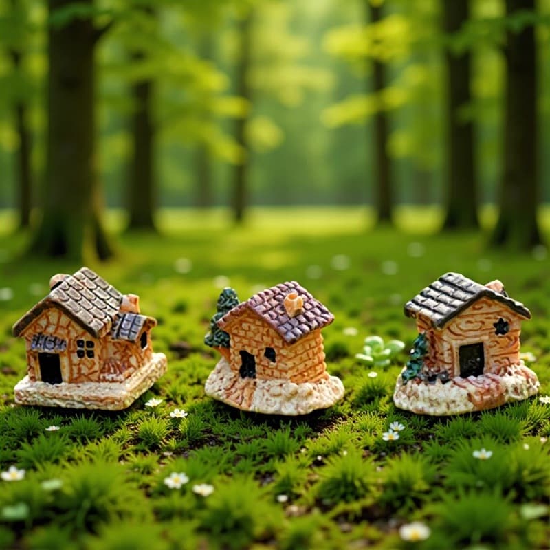 Zakka Aegean Sea fenced house micro landscape decoration accessories resin small house ornaments villa ornaments