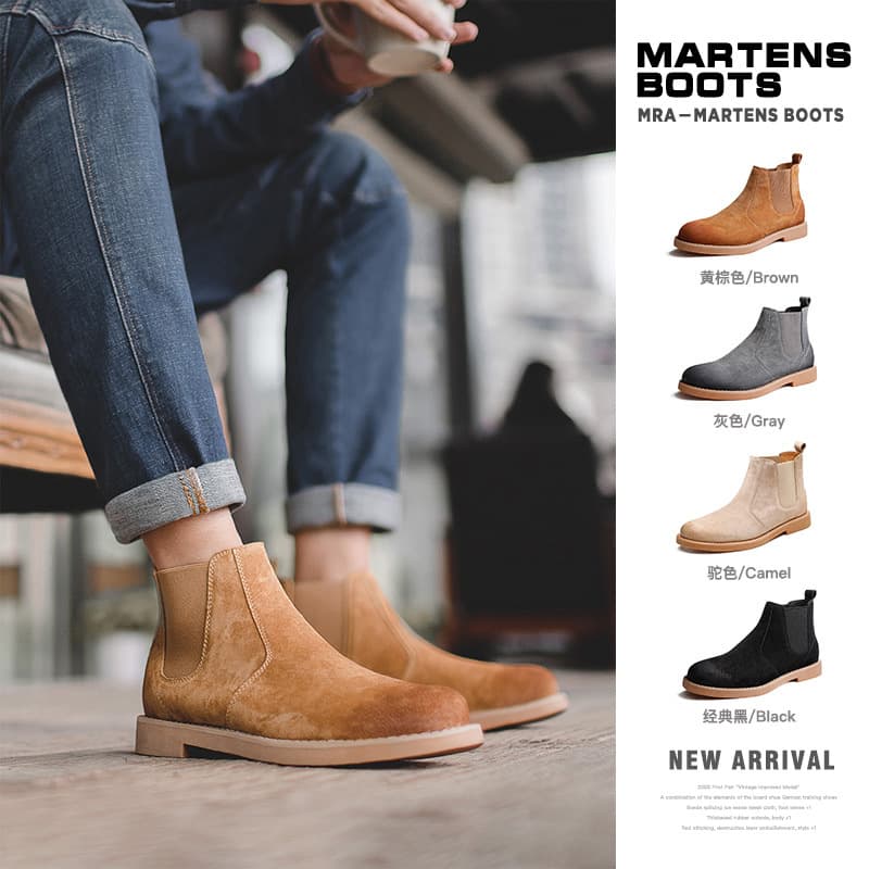 MRA Chelsea Boots Men British Style High Top Shoes Martin Boots Autumn Winter Retro Snow Cotton Shoes Mid Top Short Boots