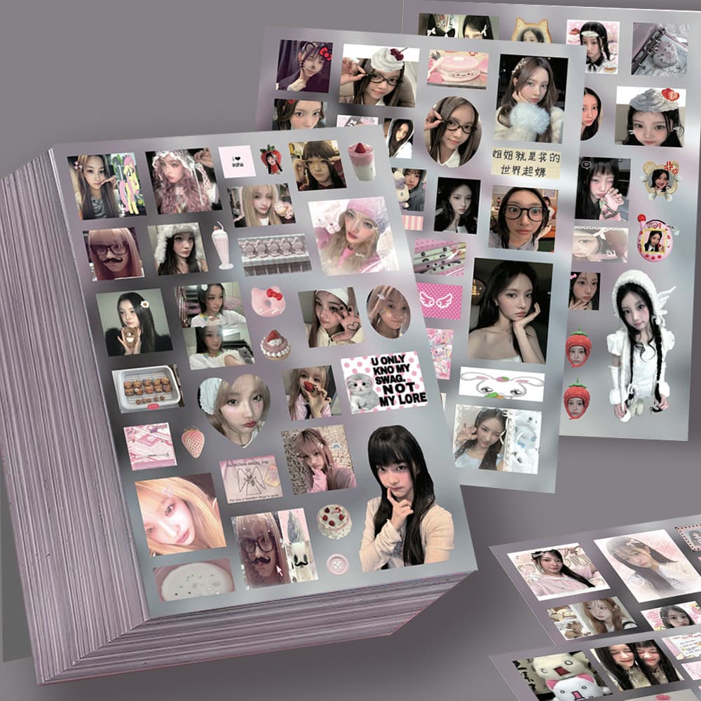 8 ILLIT Cutout Stickers Korean Ins Style Trendy Park Minju Lee Wonhee Journal Material Waterproof Decals