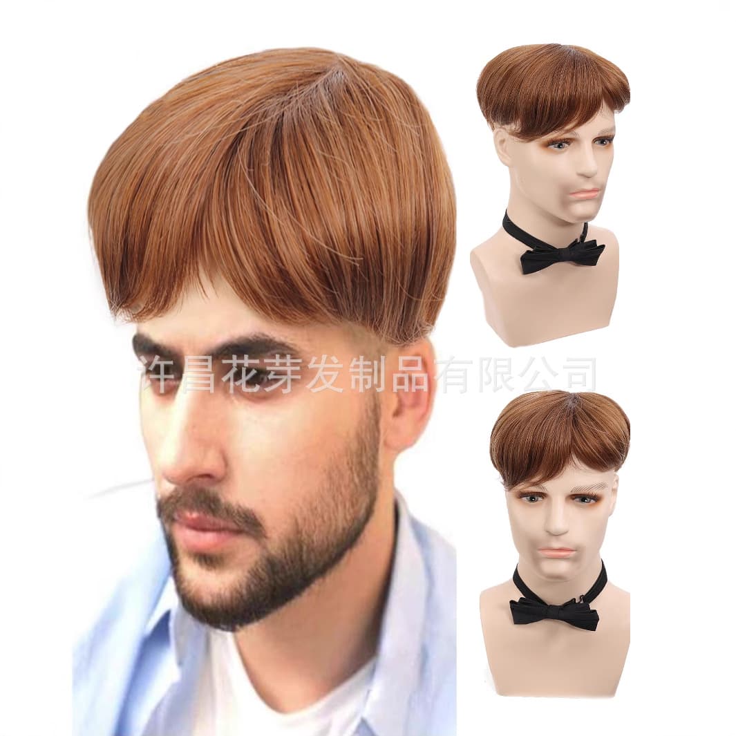 Export Wig, Popular Men's Side Part, Dyed, Daily Wear, Short Straight Hair, Cover Gray Hair, Toupee, Factory Stock