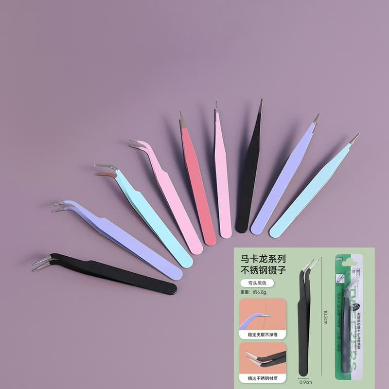 105mm Stainless Steel Journal Tweezers, Anti-static, Card Suction, Bent and Straight Tips, Colored Journal Tweezers