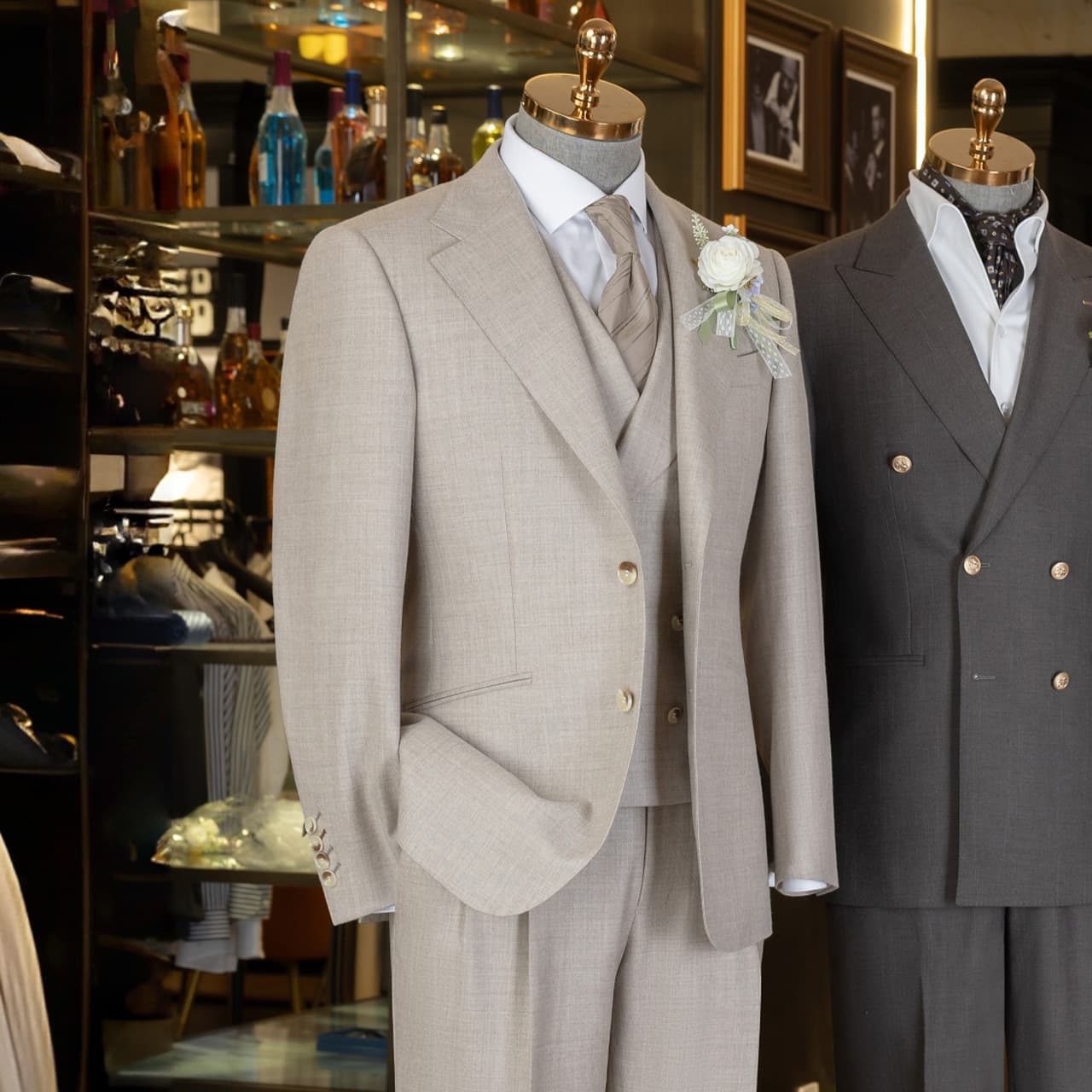100% Merino Wool Men's Australian Wool Suit Set Groom Wedding Tuxedo Half-Canvas Three-Piece Suit