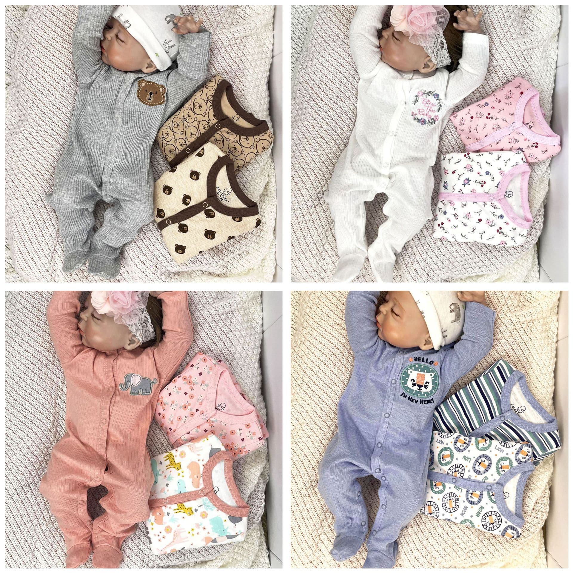 Newborn Baby Romper Bodysuit Four Seasons Cotton Long Sleeve Baby Sleepwear Clothing