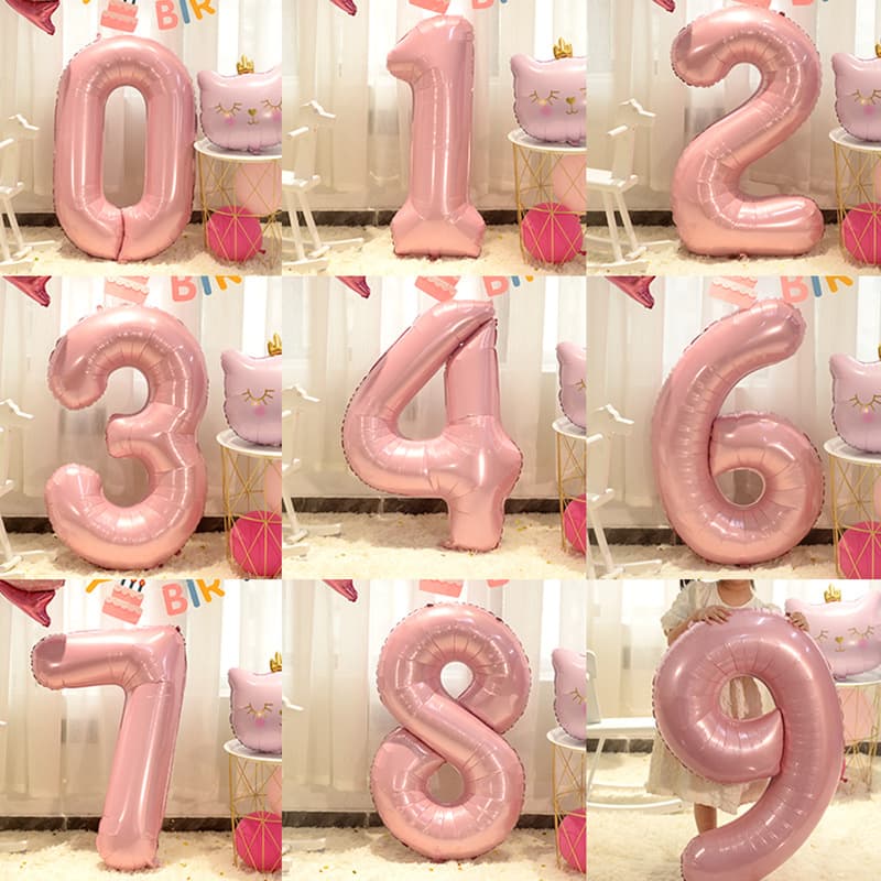 40-inch Pearlescent Pink Digital Aluminum Film Balloon for Kids' Baby Happy 1st Birthday Party Photo Prop