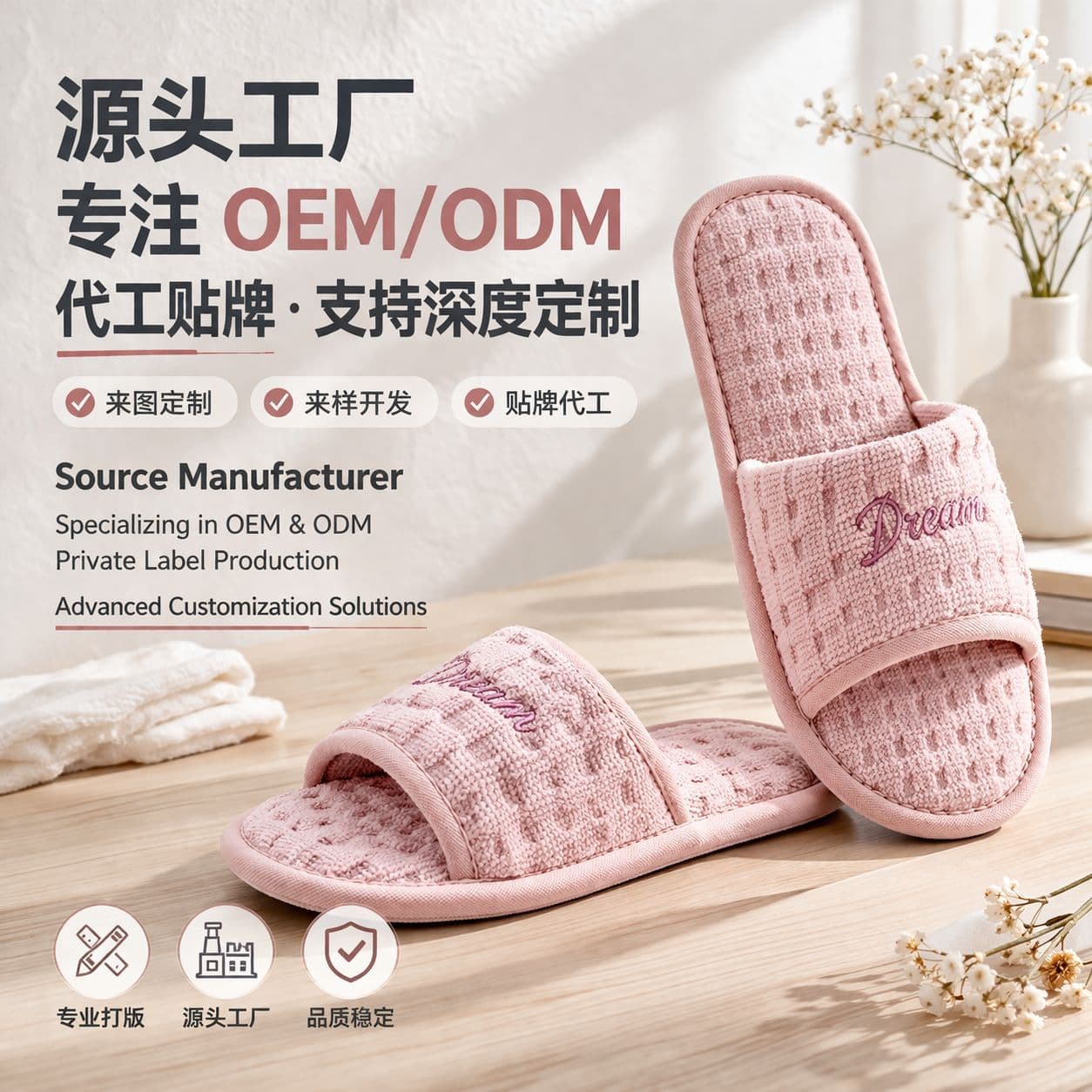 Cross-Border Hot Selling Home Linen Slippers Anti-Slip Plastic Dot Sole Indoor Women's Slippers Four Seasons Factory Direct Supply