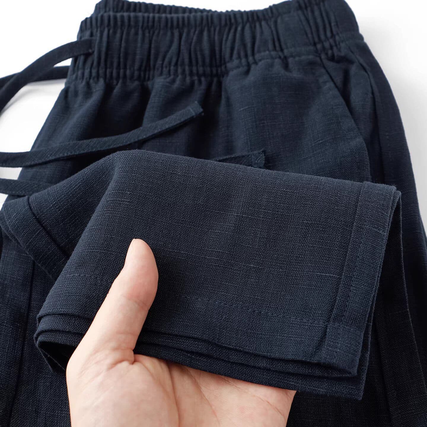 Choose Tencel Linen Pants! Old money style high-end men's straight pants navy blue slimming versatile casual pants summer