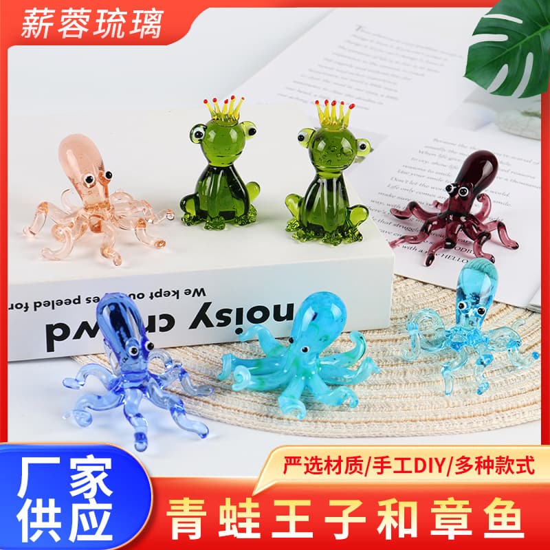 Factory Supply Frog Prince and Octopus Aquarium Decor Cartoon Ornaments Home Pure Handmade Fish Tank