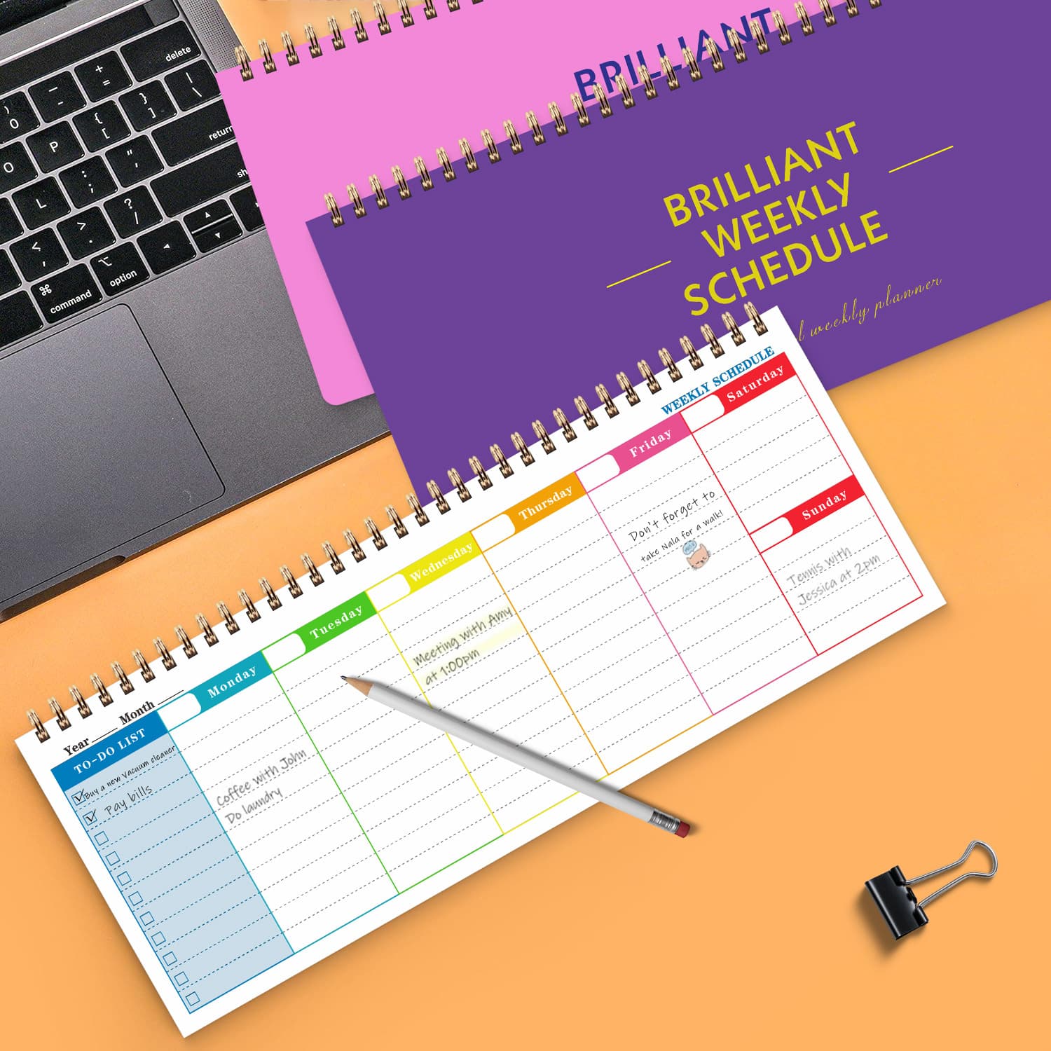Cross-border English coil notebook, good-looking weekly planner, business study check-in memo, schedule notepad