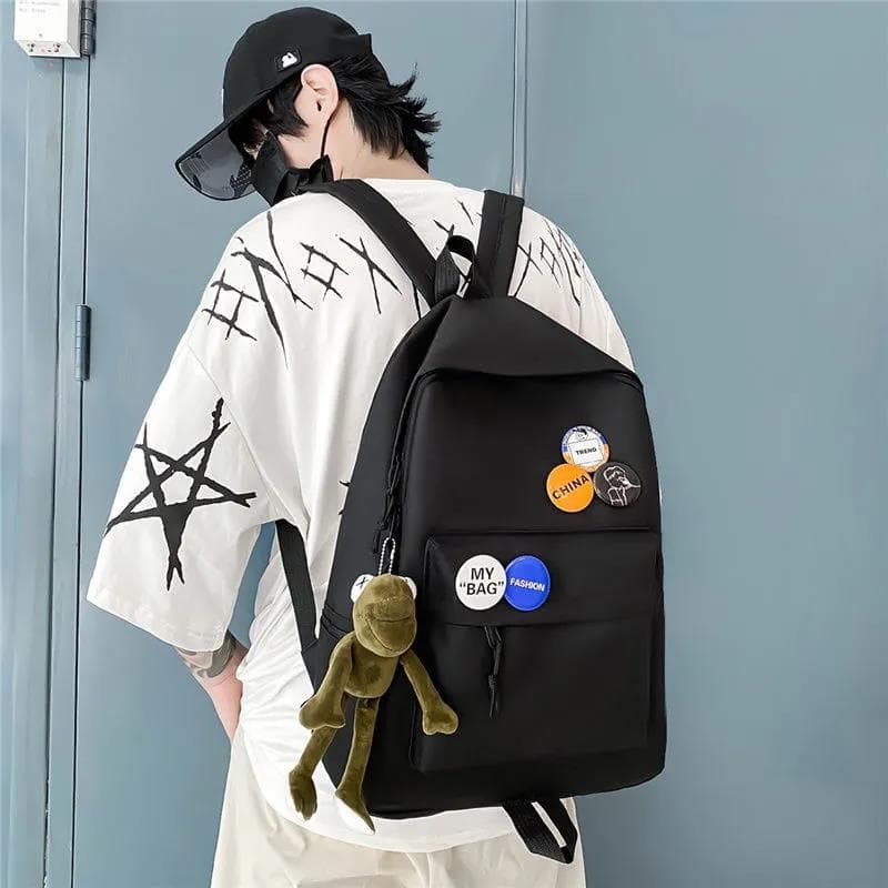 Backpack men's simple large-capacity travel backpack casual Japanese junior high school student high school student schoolbag student