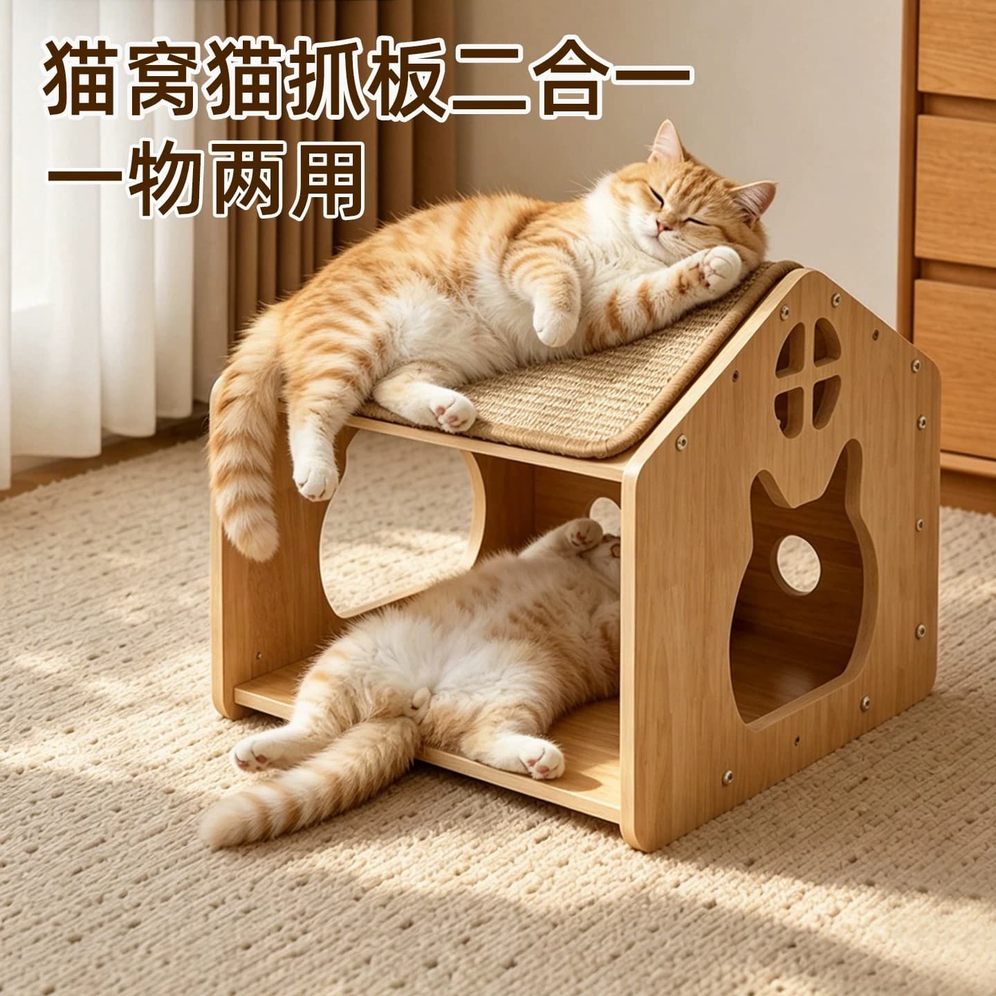 Wooden Cat Scratcher Board Pet Toy Cat Tree Cat Claw Sharpener Pet Rest Nest Cat Jump Stand