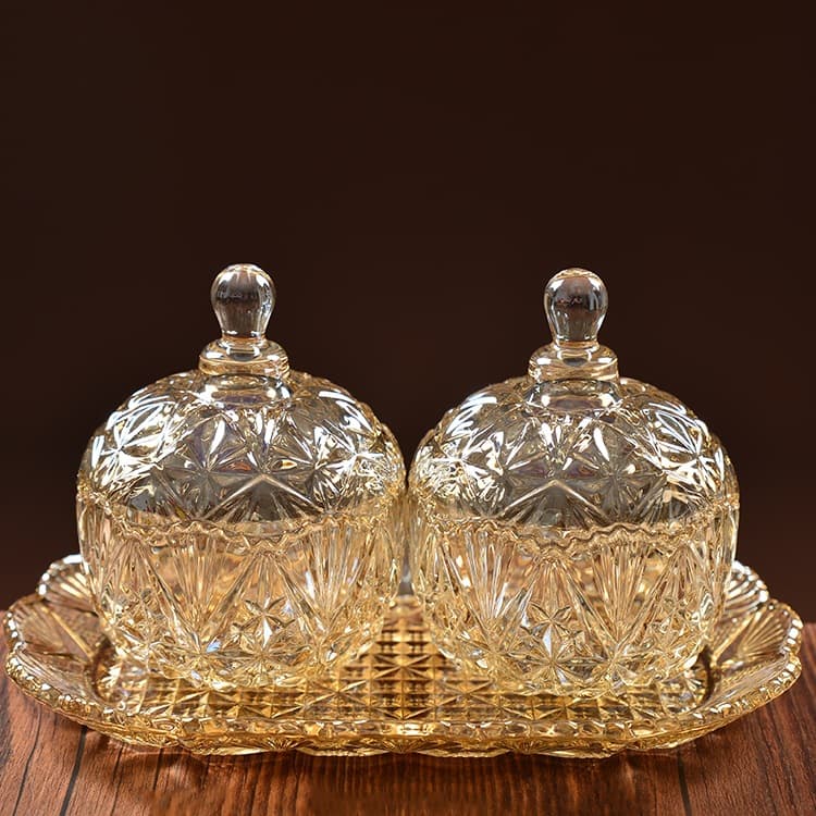 European Candy Jar Set, Crystal Glass Sugar Box, Transparent Lidded Creative Storage Container, Modern Home Use