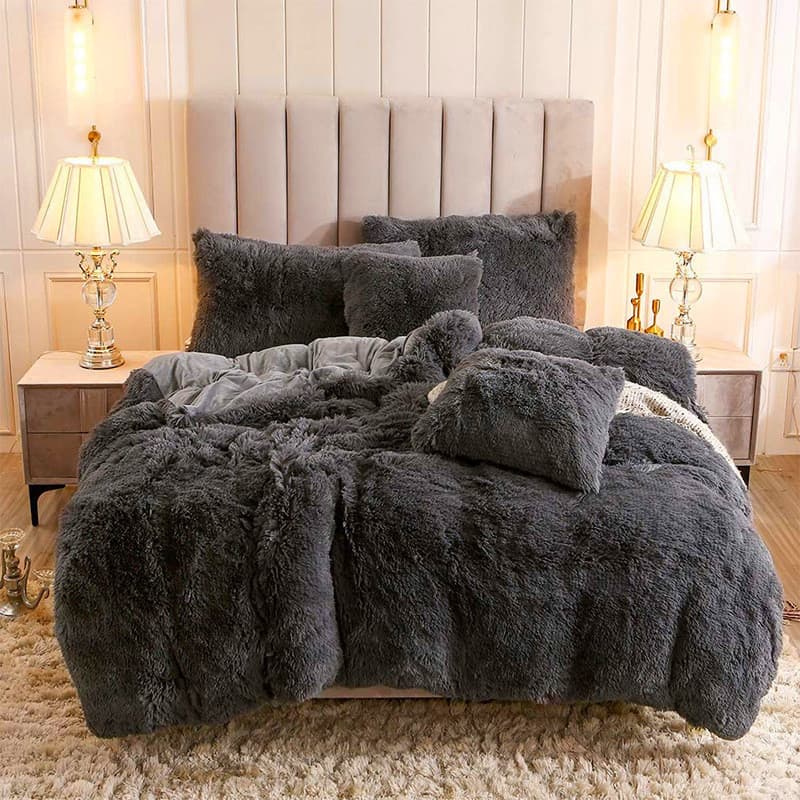 Cross-border Amazon Mink Velvet Duvet Cover Set 3-Piece Long Pile Winter Quilt Cover 4-Piece European and American Bedding Wholesale
