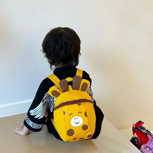 Children's Anti-Loss Kindergarten Backpack Giraffe Yellow Cartoon Kids Double-Shoulder Bag Cute Cartoon Small Backpack