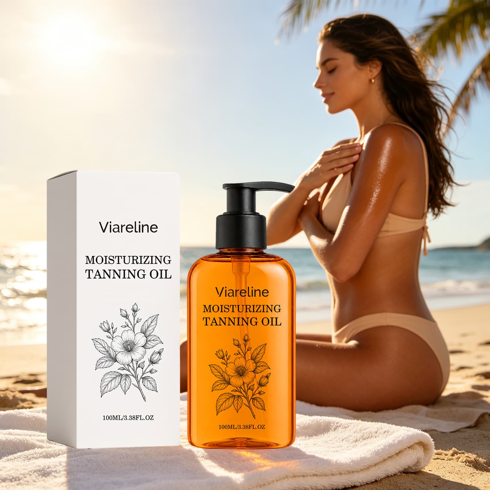 VIARELINE Moisturizing Tanning Oil - Outdoor Sunless Tanning for Natural Bronze Skin, Moisturizing Tanning Oil