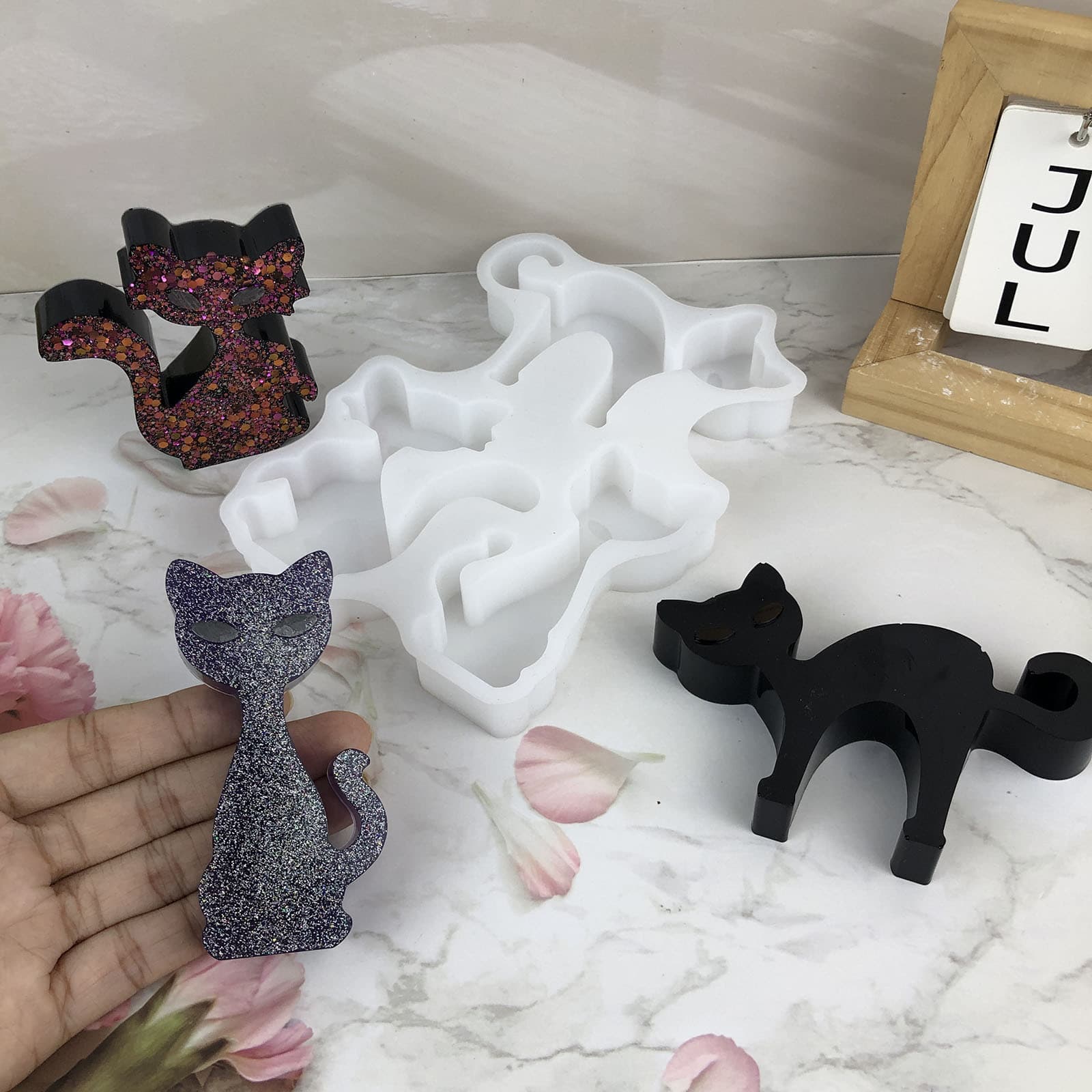 X1005 Halloween Three Cats Decorative Cement Plaster Mold DIY Silicone Mold
