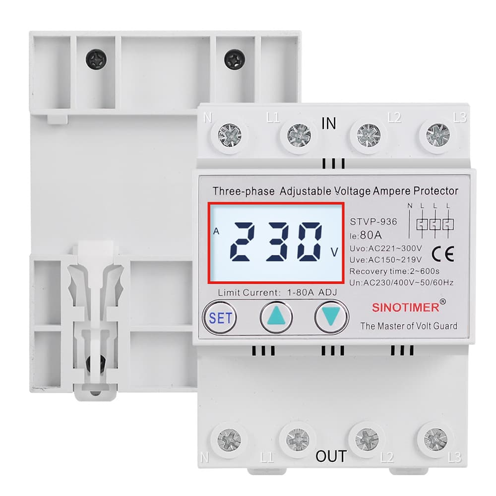 STVP-936 Auto-Reset Over/Under Voltage Intelligent Adjustable Overvoltage/Undervoltage/Overcurrent/Zero-Break Multi-Function Protector