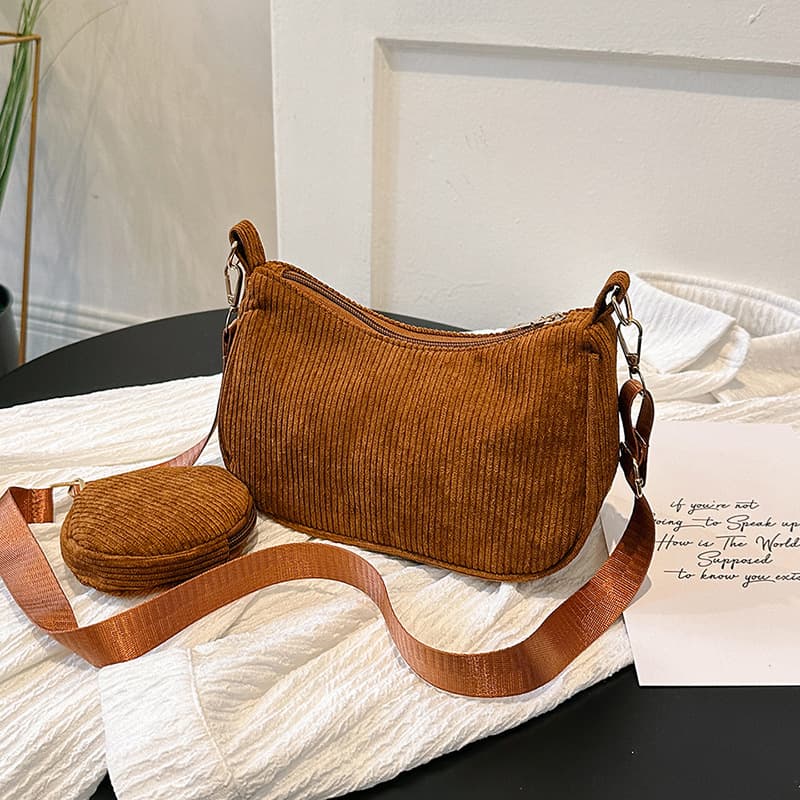 2025 New Corduroy Women's Shoulder Bag New Monthly Casual Solid Color Crossbody Bag Fashion Korean Style Small Bag for Women