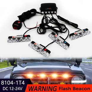 Ultra-thin 1-to-4 Car Grille Strobe Light Grille Warning Light Truck Grille 1-to-4 Flashing Warning Light