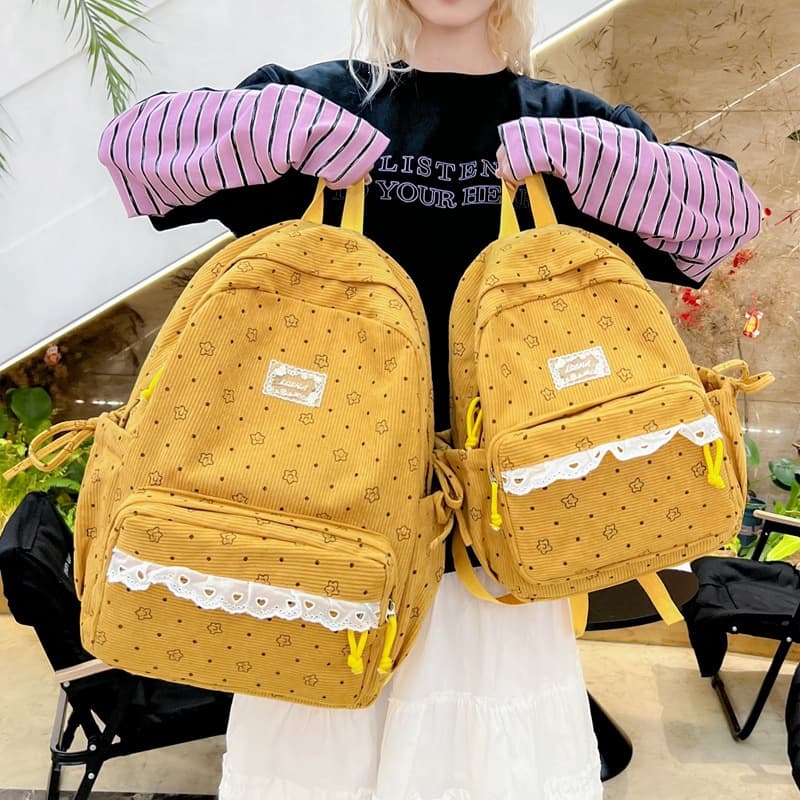Korean middle and high school student schoolbags, casual, lightweight, breathable and wear-resistant backpacks, versatile corduroy large-capacity backpacks