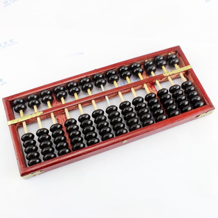 Wooden Abacus Student Edition Traditional Abacus for Elementary School Mental Arithmetic 13-Digit 7-Bead Black Beads Dark Red Solid Wood Abacus