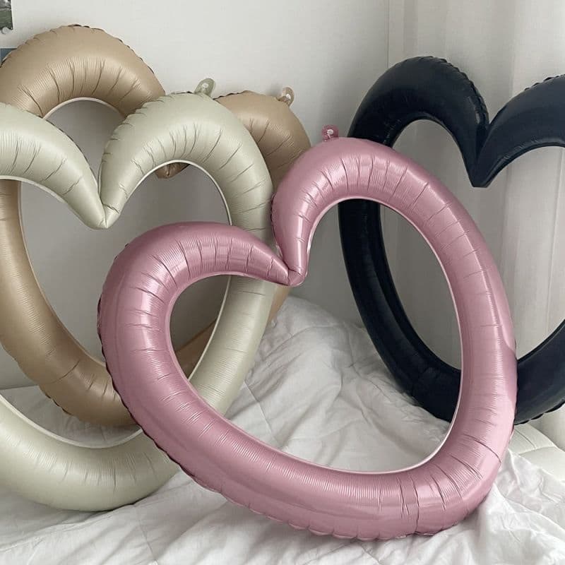 Ins Korean Heart-Shaped Balloon Hollow Aluminum Foil Number Balloon Birthday Decoration Girly Heart Children Baby 40inch Props
