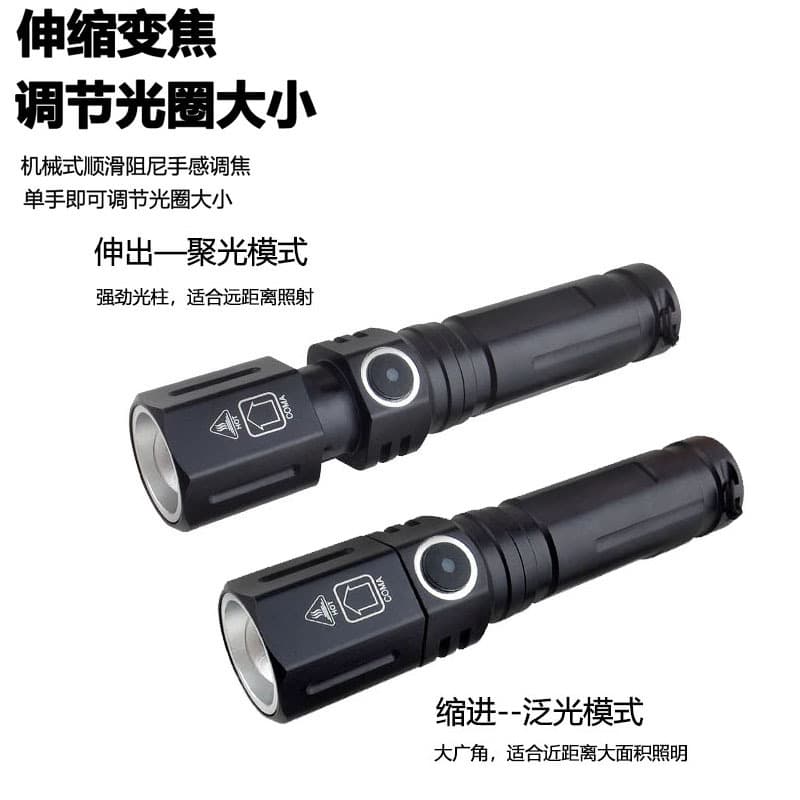New Cross-Border High-Power LED White Laser Zoom Flashlight Rechargeable Outdoor Emergency Lighting Mini Flashlight