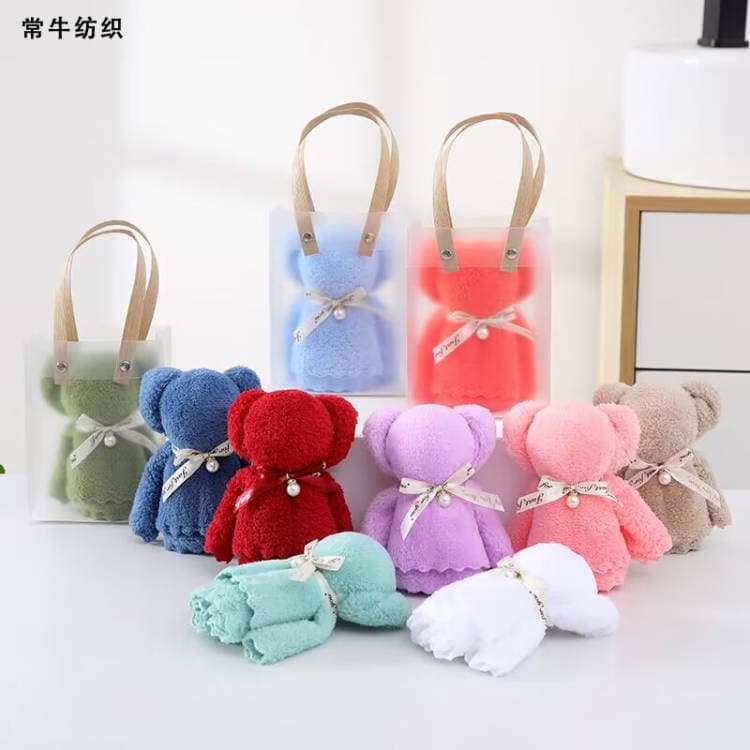 30*30 Coral Fleece Bear Towel Souvenir, Opening, Birthday Return Gift, Wedding Favor Shop Gift Shaped Square Towel