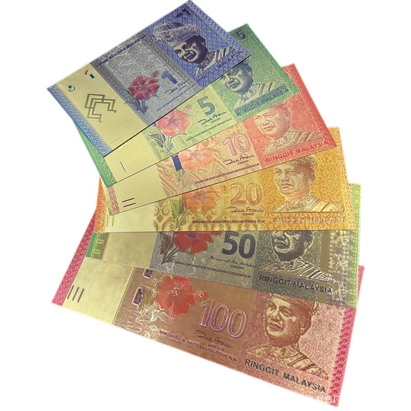 Malaysia Lucky Money Mother Plastic Gold Foil Colorful Gold Note Full Set Commemorative Gold Card Double-Sided Commemorative Note Collection