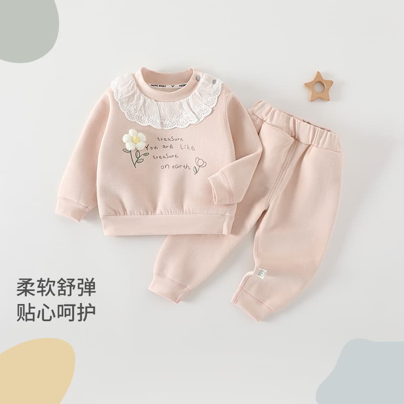 Baby Clothes Girls Two-Piece Set Children Warm Long Sleeve Pants Winter Two-Piece Warm Outfit Set