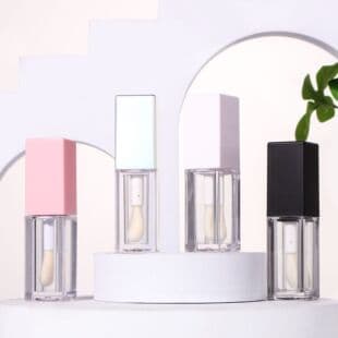 5ml Square Clear Lip Gloss Tube Thick Rod Large Brush Head Lip Gloss Bottle Laser Silver Cosmetic Lip Gloss Refill Container