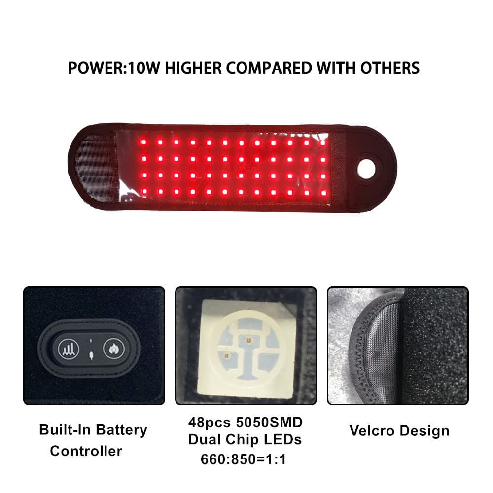 Cross-border red light face and neck 10W wristband with 48 infrared 850nm heating vibration massage wrist strap