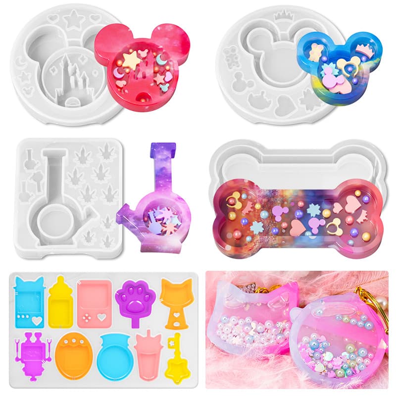 40 Quicksand Mickey Mouse Head Star Silicone Mold Candy Resin Mold Keychain Moon Mold Apple