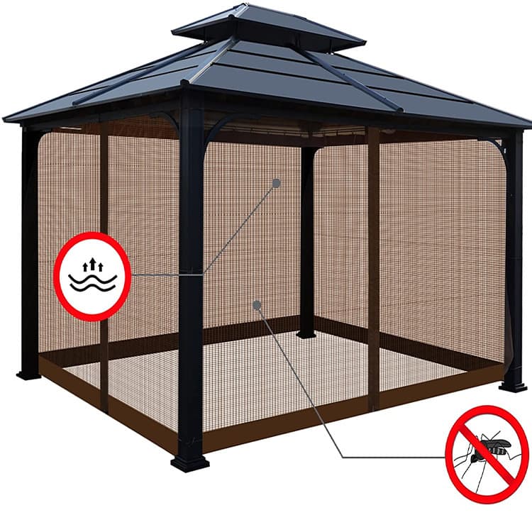 Courtyard tent gazebo mosquito net, summer enclosure mosquito net with hanging rings, outdoor thickened custom OEM source factory